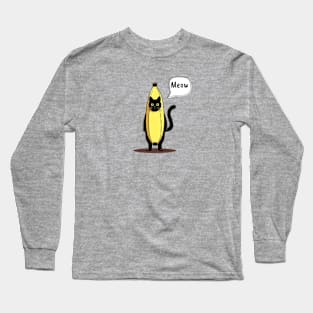 Banana Black Cat Meow Long Sleeve T-Shirt